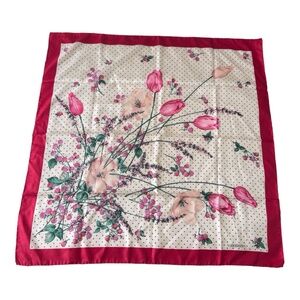Valentino Silk Scarf - Vintage Floral Print - Multicolor Pink Square